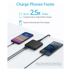 Anker 543 PowerPort Atom III Charger 65W Slim 4-Port GaN 1 x USB-C 45W 1 x USB-C 20W 2 x USB-A