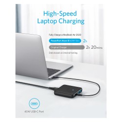 Anker 543 PowerPort Atom III Charger 65W Slim 4-Port GaN 1 x USB-C 45W 1 x USB-C 20W 2 x USB-A