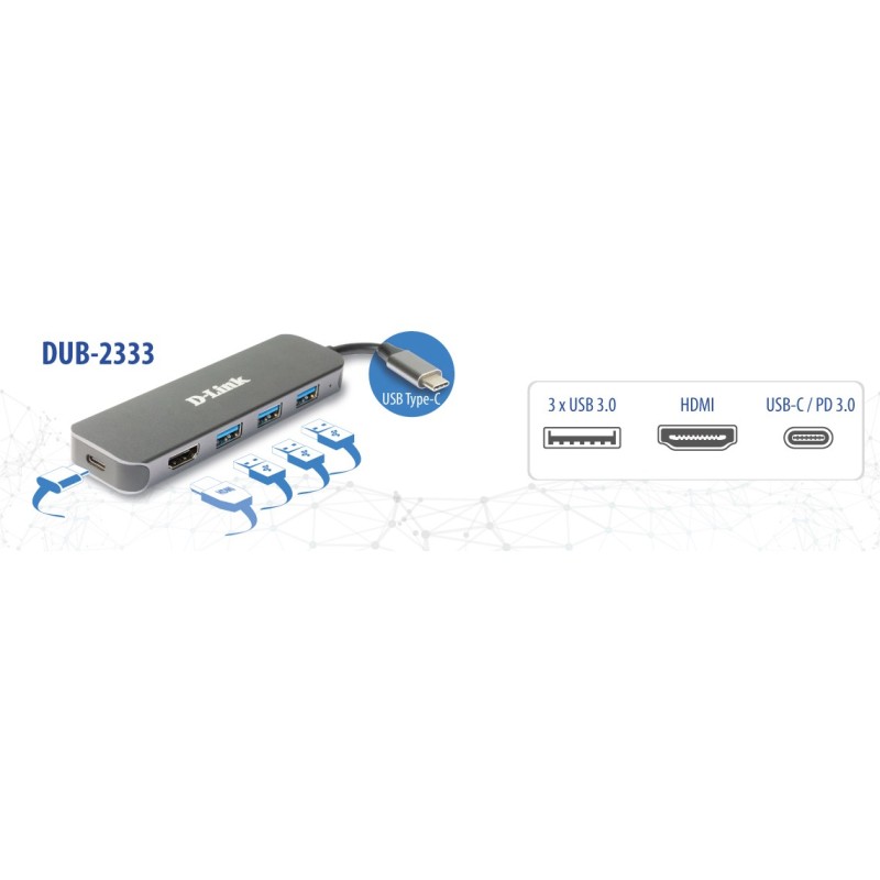 Buy D-Link 5-in-1 USB-C Hub - DUB-2333 - HDMI 4K, 60W Power Delivery, 3x USB-A, ... in Cyprus, Nicosia, Limassol, Larnaka, Pafos