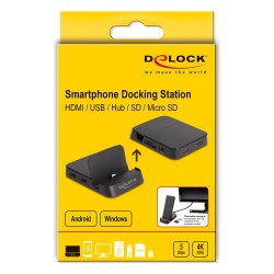 Smartphone Dockingstation 4K mit integrierter Halterung - HDMI USB Hub SD Micro SD für Android oder Windows
