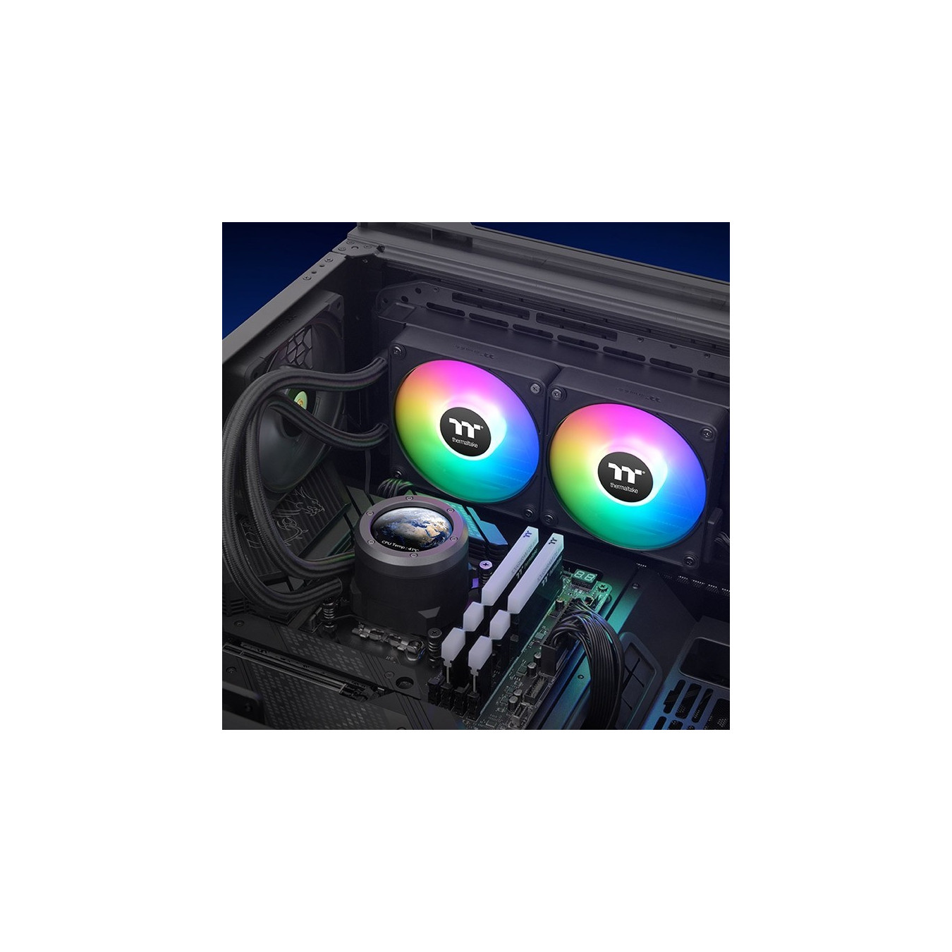 Thermaltake TH240 V2 Ultra EX ARGB AIO Liquid CPU Cooler - CL-W414-PL12SW-A - Black, 240mm, 2x120mm, TFT-LCD