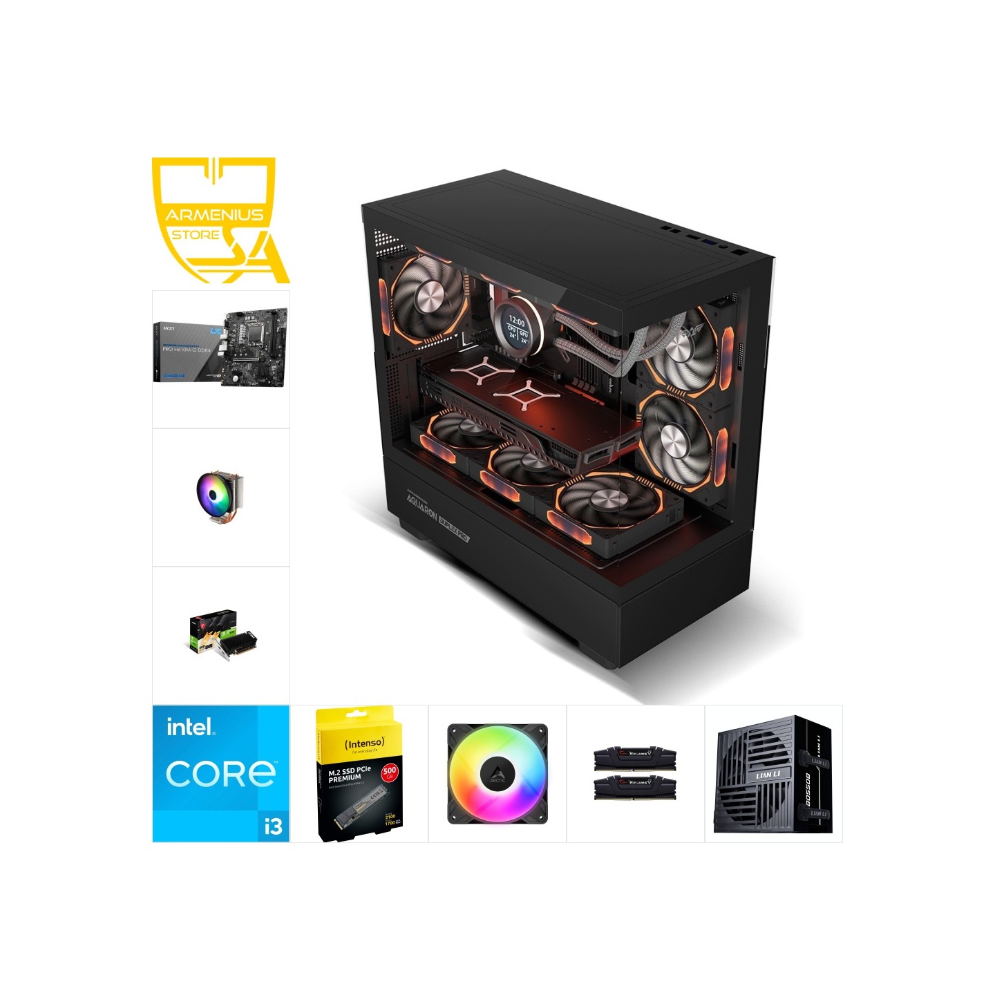 Custom Budget Gaming PC - Intel i3-14100F, GT 1030 4GB, 16GB DDR4, 500GB NVMe — Buy in Cyprus with Fast Delivery