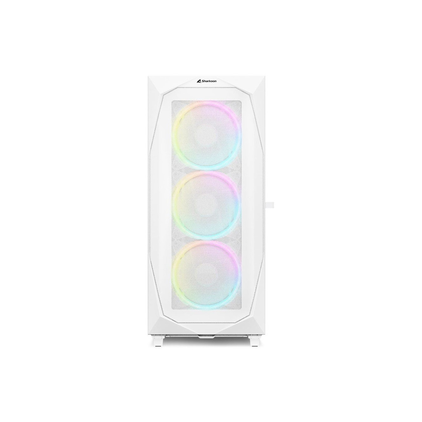 Sharkoon REV300 White - Midi Tower PC Case (E-ATX/ATX/mATX/Mini-ITX) Tempered Glass, RGB Fans, Front USB-C