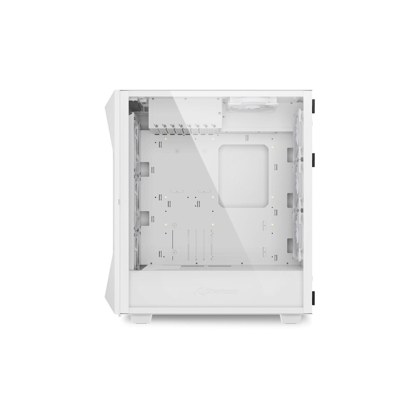 Sharkoon REV300 White - Midi Tower PC Case (E-ATX/ATX/mATX/Mini-ITX) Tempered Glass, RGB Fans, Front USB-C