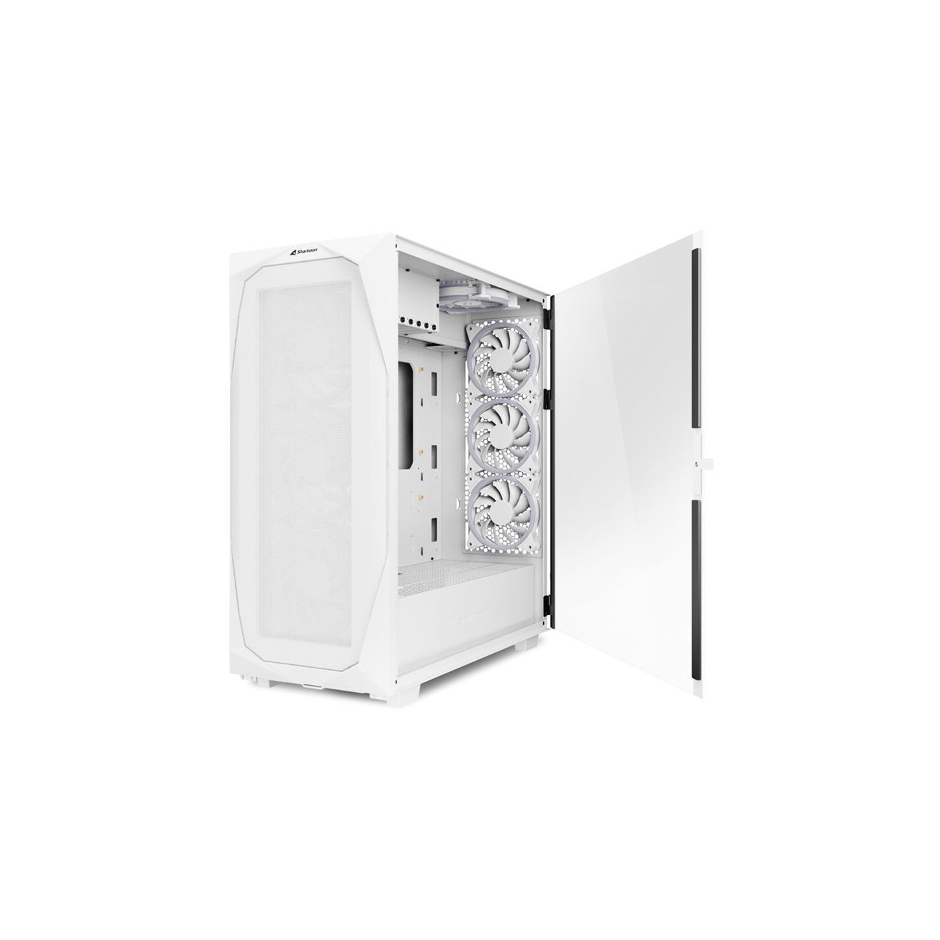 Sharkoon REV300 White - Midi Tower PC Case (E-ATX/ATX/mATX/Mini-ITX) Tempered Glass, RGB Fans, Front USB-C