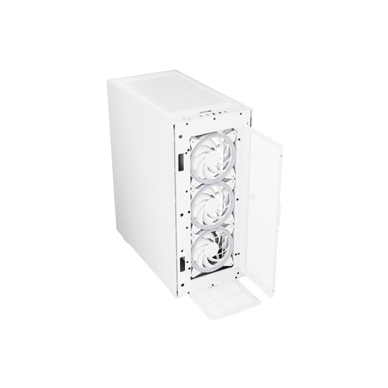 Sharkoon REV300 White - Midi Tower PC Case (E-ATX/ATX/mATX/Mini-ITX) Tempered Glass, RGB Fans, Front USB-C