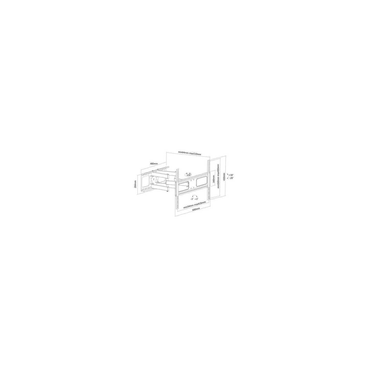 Secomp VALUE - Befestigungskit (Wandmontage) fr LCD- Plasmafernseher (Neigen und drehen) - Stahl - Schwarz