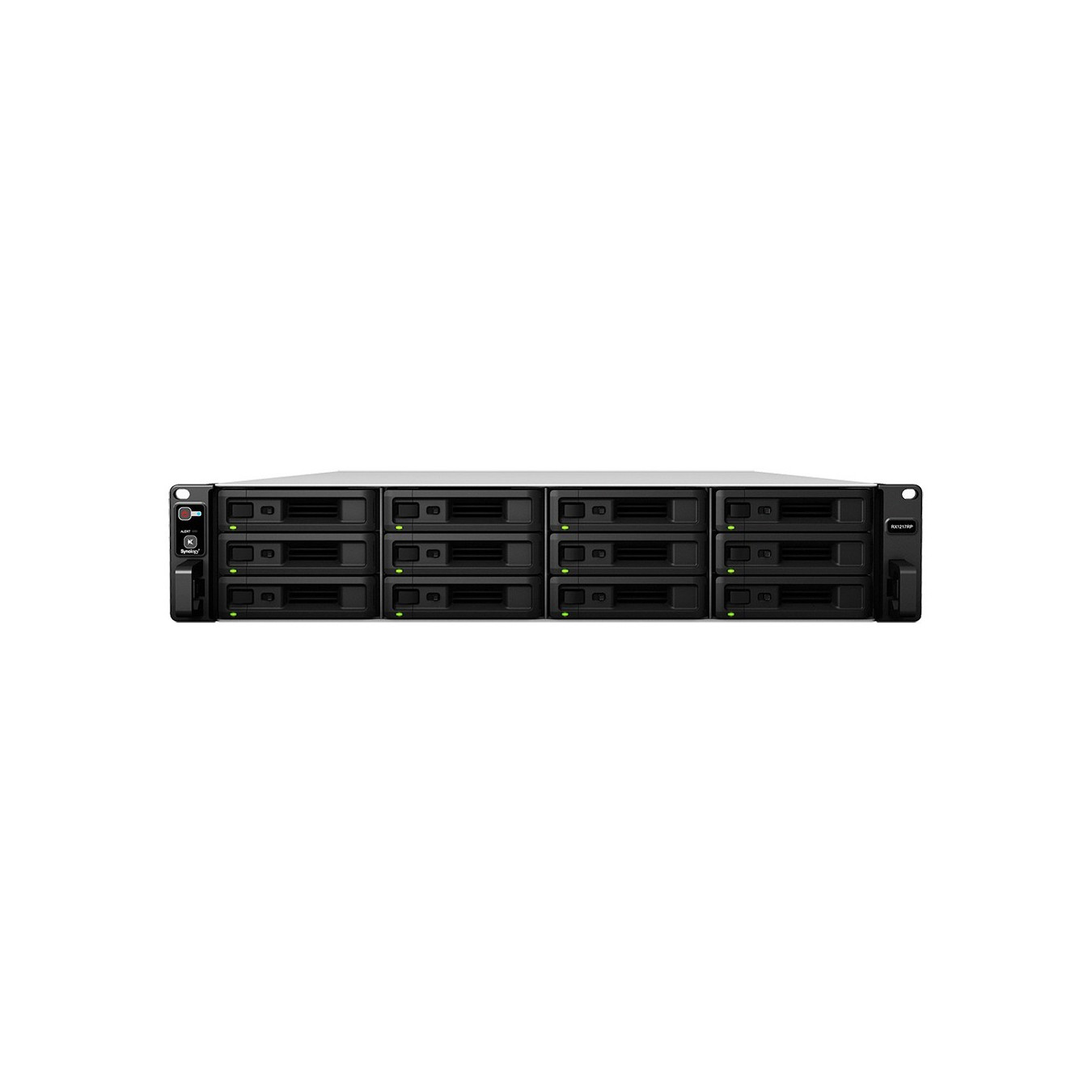 Synology RX1217RP - RX1217RP - 12-Bay 2U Rackmount Expansion Unit, Black/Grey, Dual 500W PSU, 12x SATA (max 168TB)