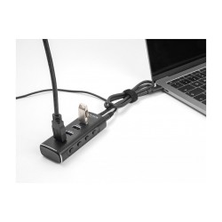 DELOCK 4 Port USB 10 Gbps Hub mit USB Type-C Anschluss 60cm Kabel und Schalter fur jeden Port