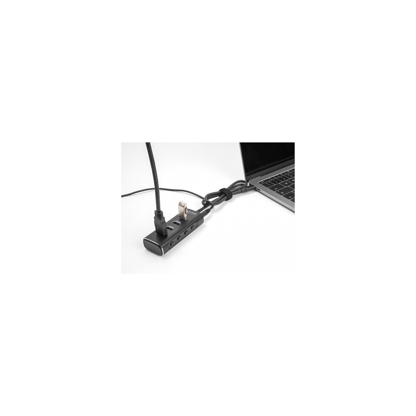 DELOCK 4 Port USB 10 Gbps Hub mit USB Type-C Anschluss 60cm Kabel und Schalter fur jeden Port