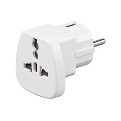 Universal Adapter Buchse an Schutzkontakt-Stecker für UK. Schweiz. Italien. USA. Dänemark.