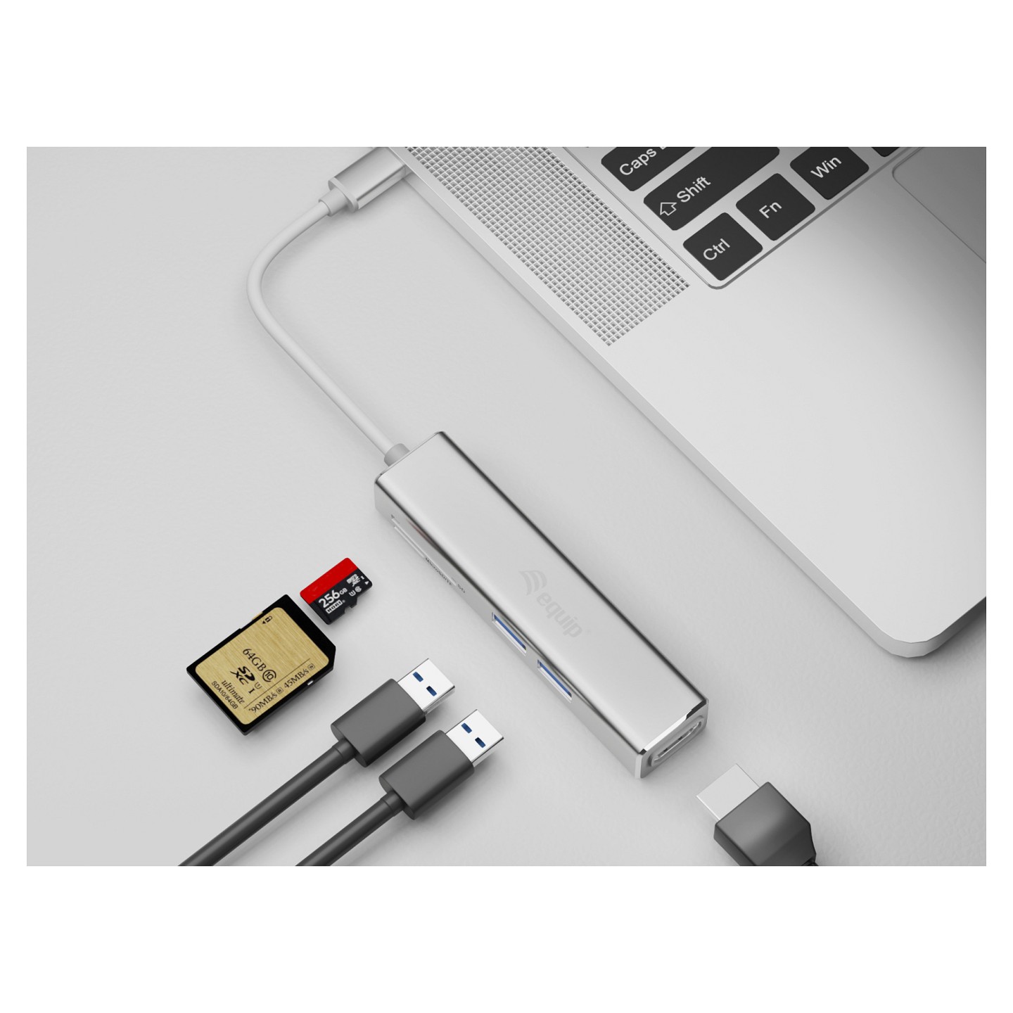 Equip Adapter USB-C - to HDMI.2xUSB3.0.SD 4K30Hz 0.15m sw — Buy in Cyprus with Fast Delivery