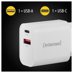 Intenso Power Adapter W30AC. Anschlüsse: 1x USB-A. 1x USB-C Output: max. 30 Watt. Weiß — Buy in Cyprus with Fast Delivery