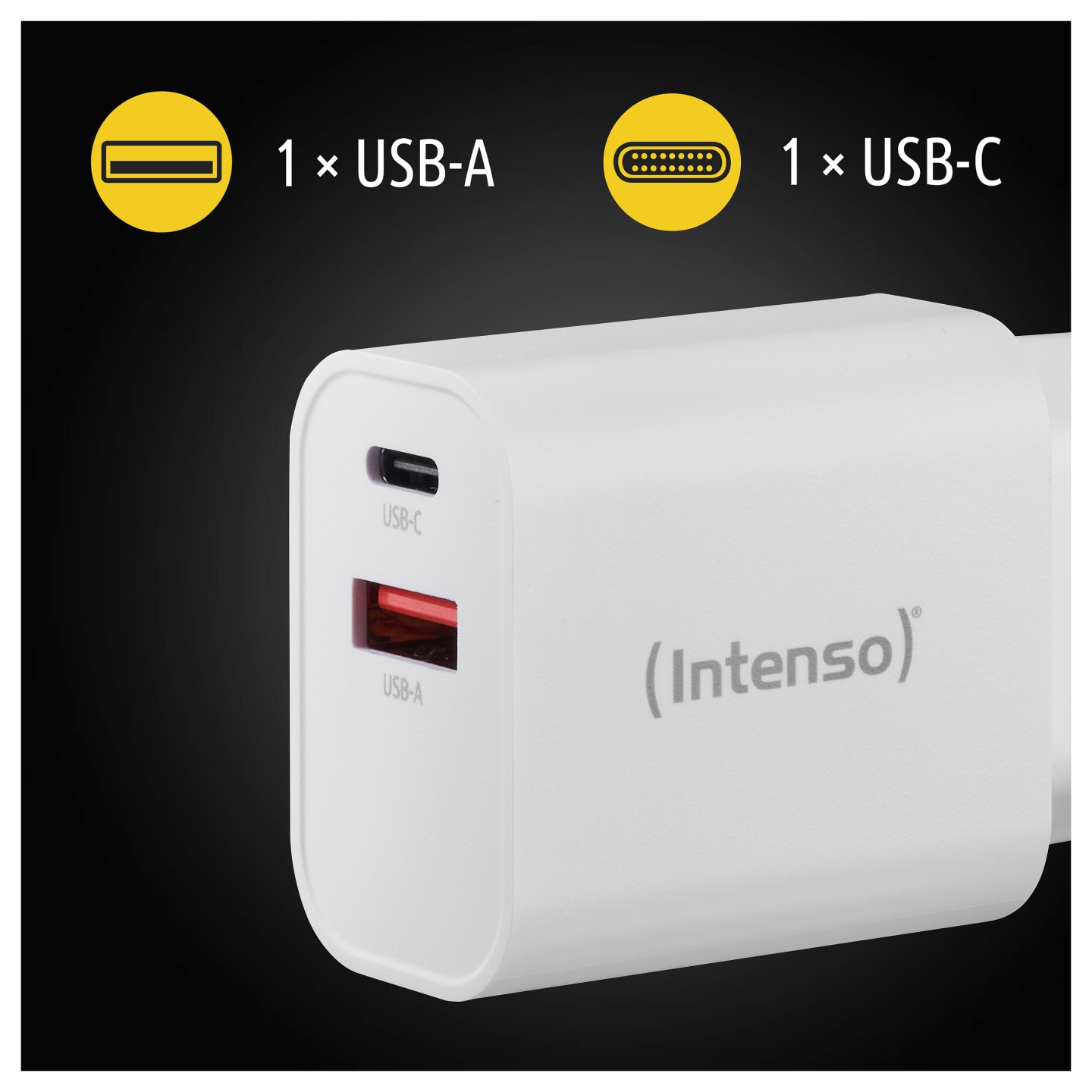 Intenso Power Adapter W30AC. Anschlüsse: 1x USB-A. 1x USB-C Output: max. 30 Watt. Weiß — Buy in Cyprus with Fast Delivery