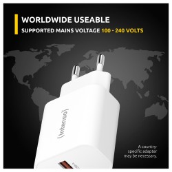 Intenso Power Adapter W30AC. Anschlüsse: 1x USB-A. 1x USB-C Output: max. 30 Watt. Weiß — Buy in Cyprus with Fast Delivery