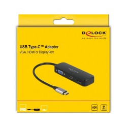 Adapter USB-C - to DP HDMI VGA DeLOCK Black — Buy in Cyprus with Fast Delivery