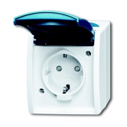 BUSCH JAEGER Ocean - Steckdose Klappdeckel 1-fach - AP grau blaugrün — Buy in Cyprus with Fast Delivery