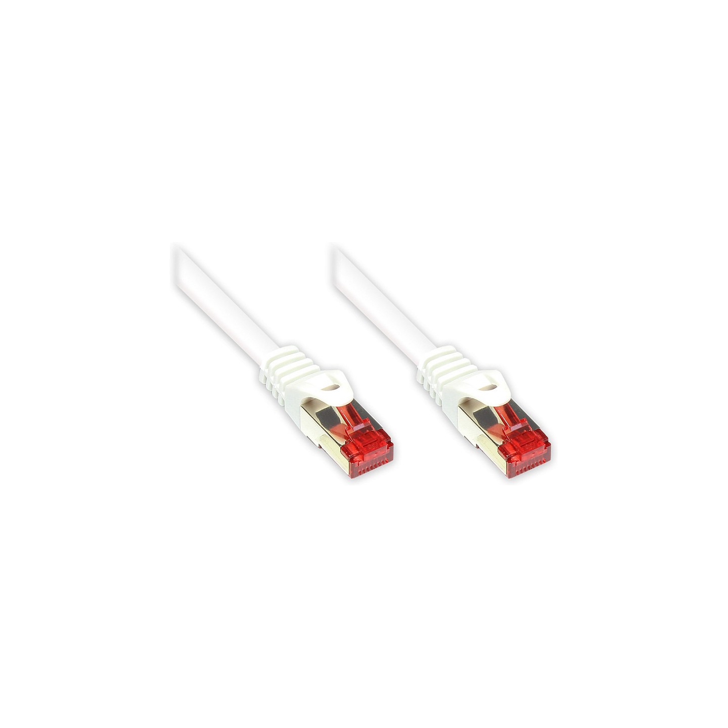 GoodConnections Patchkabel mit Rastnasenschutz. Cat. 6. S FTP. PiMF. PVC. 250MHz. weiß. 15m.