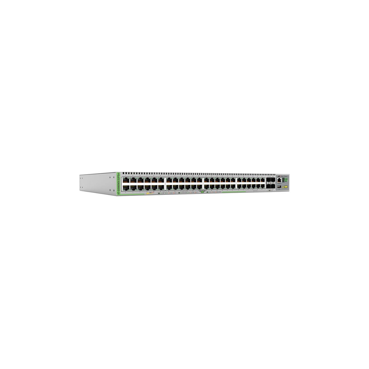 ALLIED L3 Stackable Switch 40x 10 100 1000-T PoE+ 8x 100M 1G 2.5G 5G-T PoE+ 4x SFP+ Ports single fixed PSU EU Power Cord