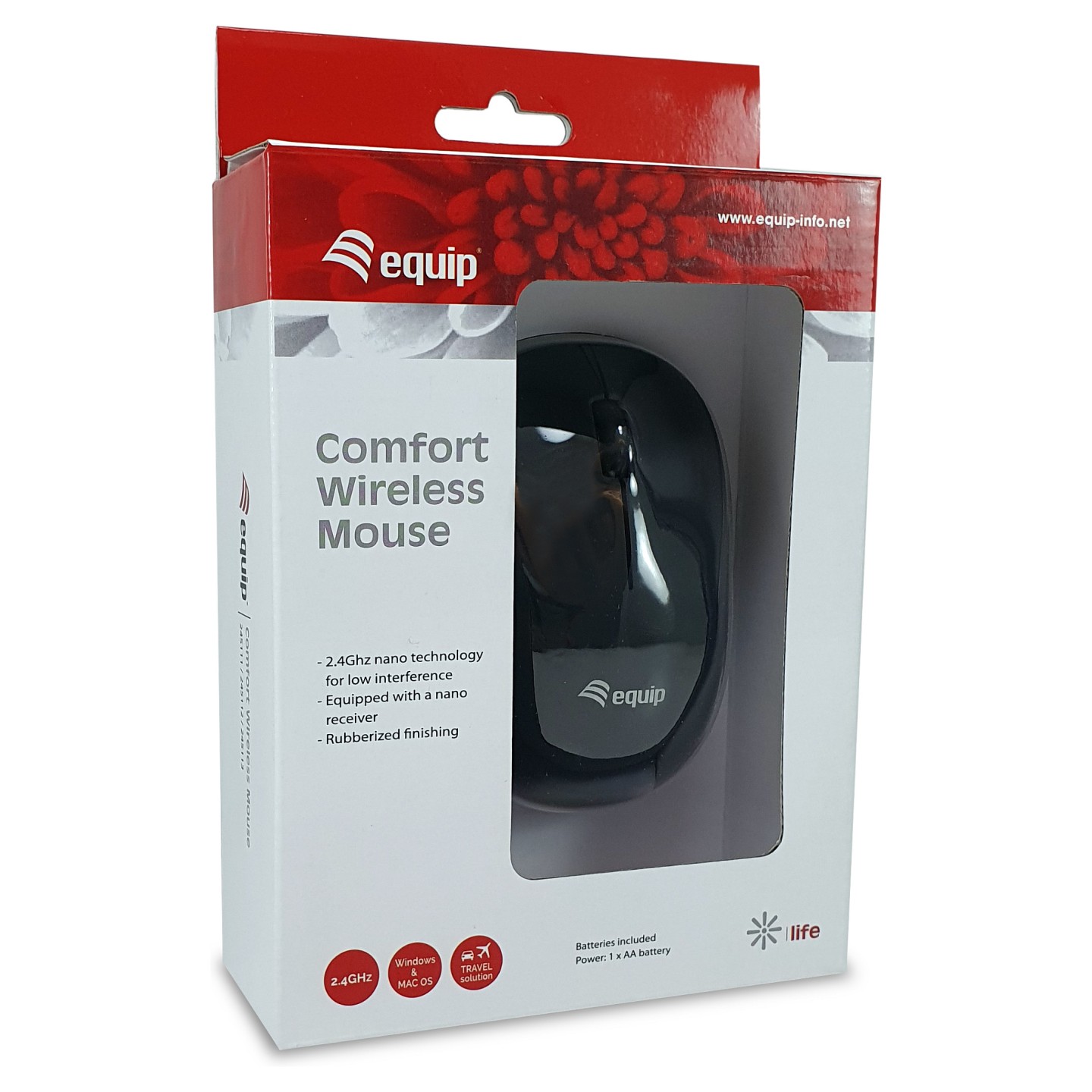 Equip Optische Maus kabellos USB Komfort R+L schwarz — Buy in Cyprus with Fast Delivery