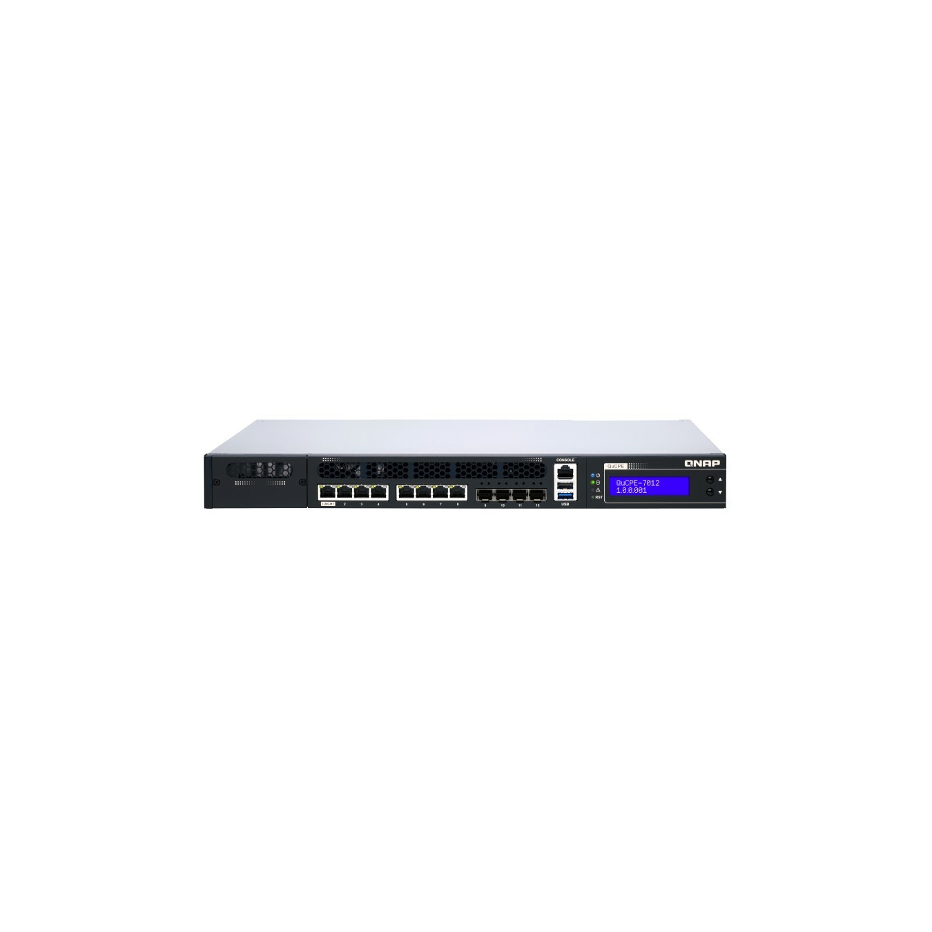 QNAP QuCPE-7012 - Intel Xeon D 12-core 2.0–3.0GHz, 32GB DDR4, 8x2.5GbE RJ45 + 4x10GbE SFP+, 1U Rack