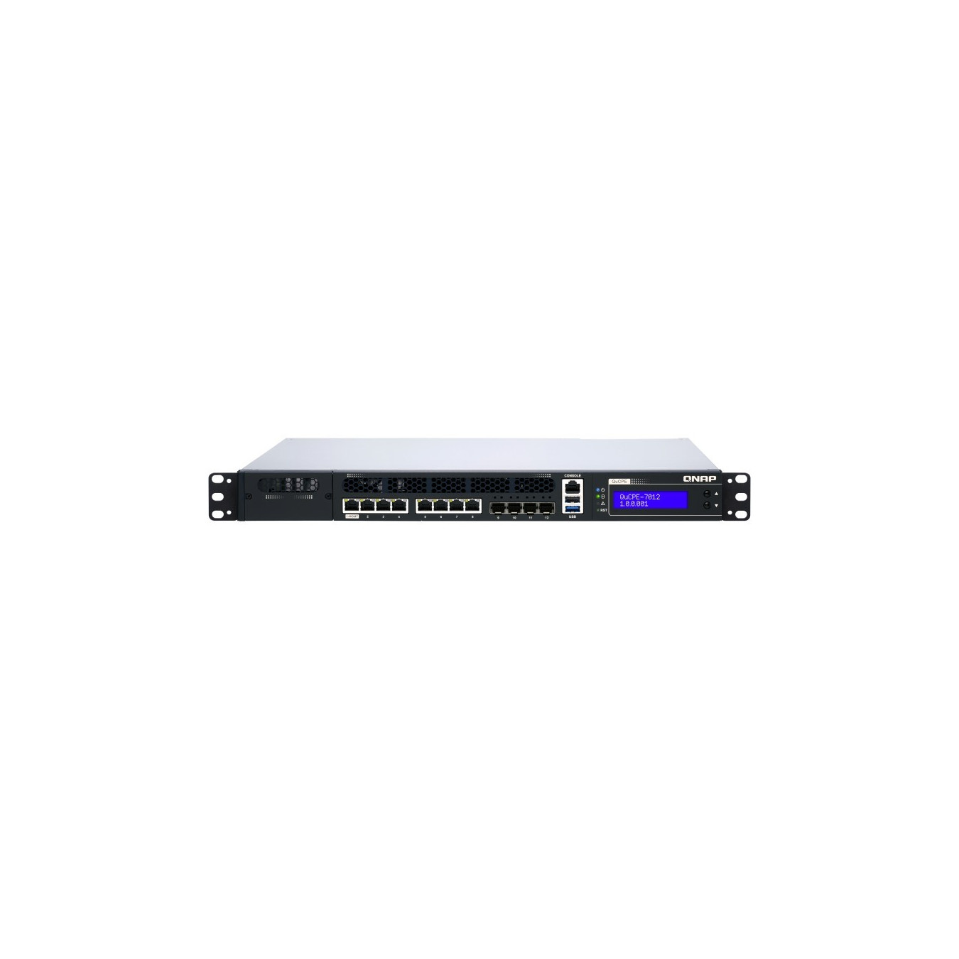 QNAP QuCPE-7012 - Intel Xeon D 12-core 2.0–3.0GHz, 32GB DDR4, 8x2.5GbE RJ45 + 4x10GbE SFP+, 1U Rack