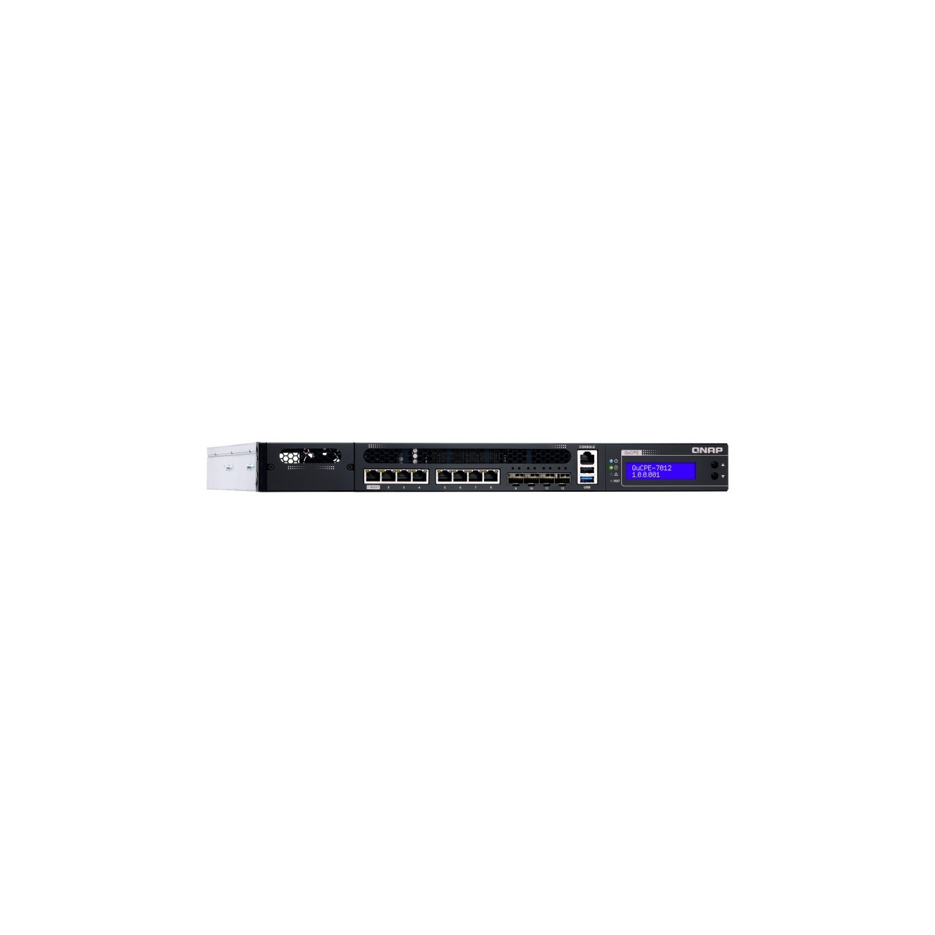 QNAP QuCPE-7012 - Intel Xeon D 12-core 2.0–3.0GHz, 32GB DDR4, 8x2.5GbE RJ45 + 4x10GbE SFP+, 1U Rack