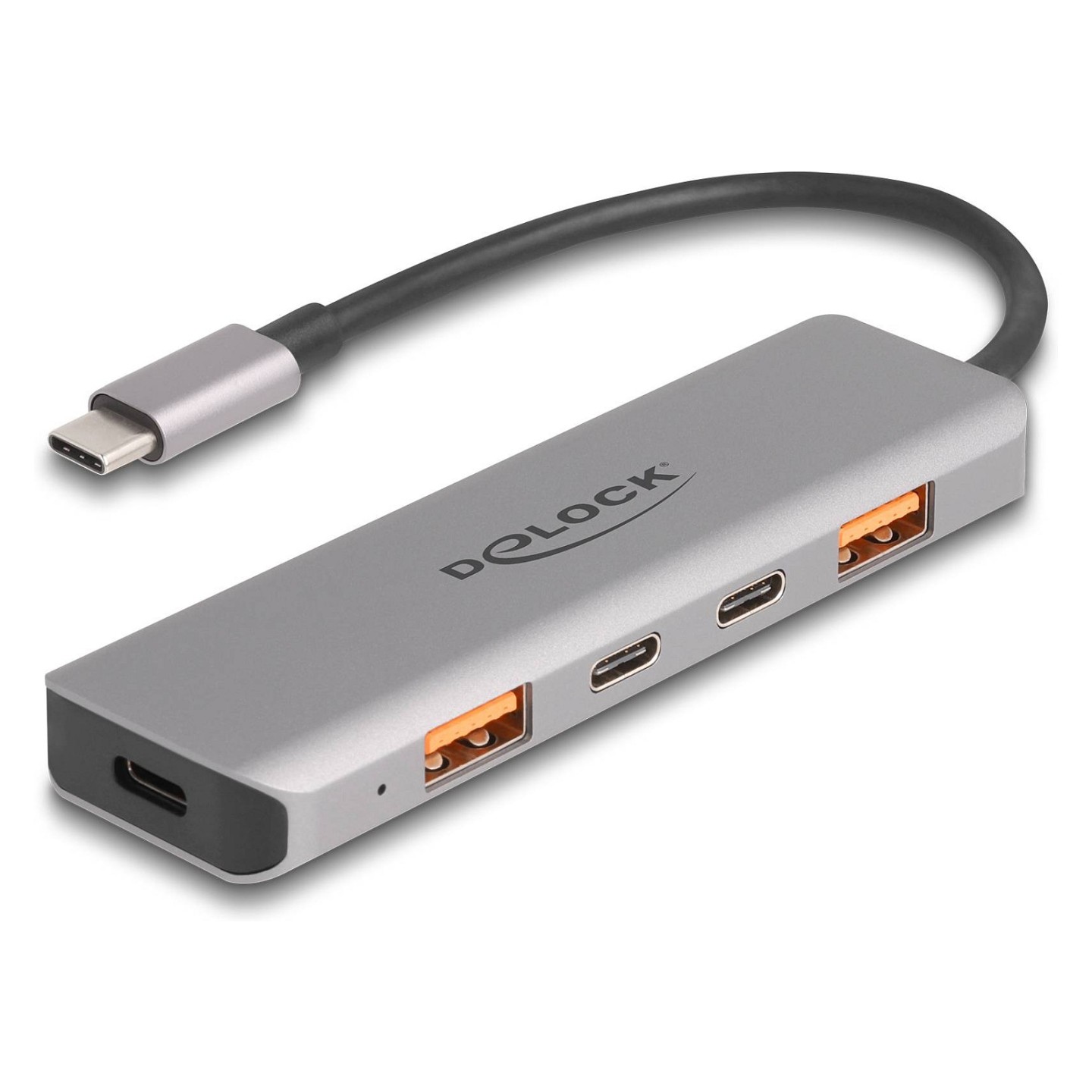 DELOCK USB 10 Gbps 2 Port USB Typ-A + 2 Port USB Type-C Hub mit USB Type-C Anschluss und PD 95 Watt