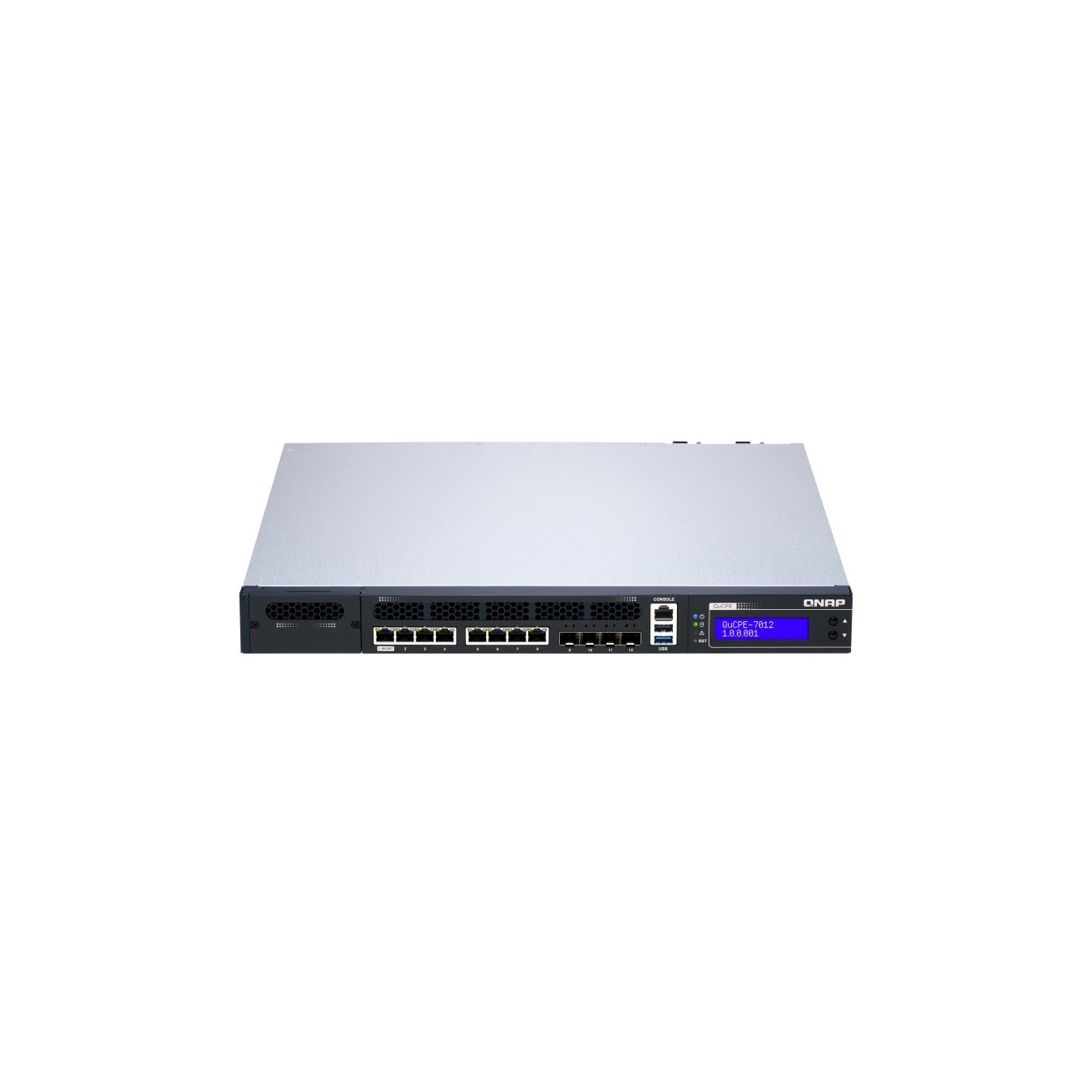 QNAP QuCPE-7012 - Intel Xeon D 12-core 2.0–3.0GHz, 32GB DDR4, 8x2.5GbE RJ45 + 4x10GbE SFP+, 1U Rack
