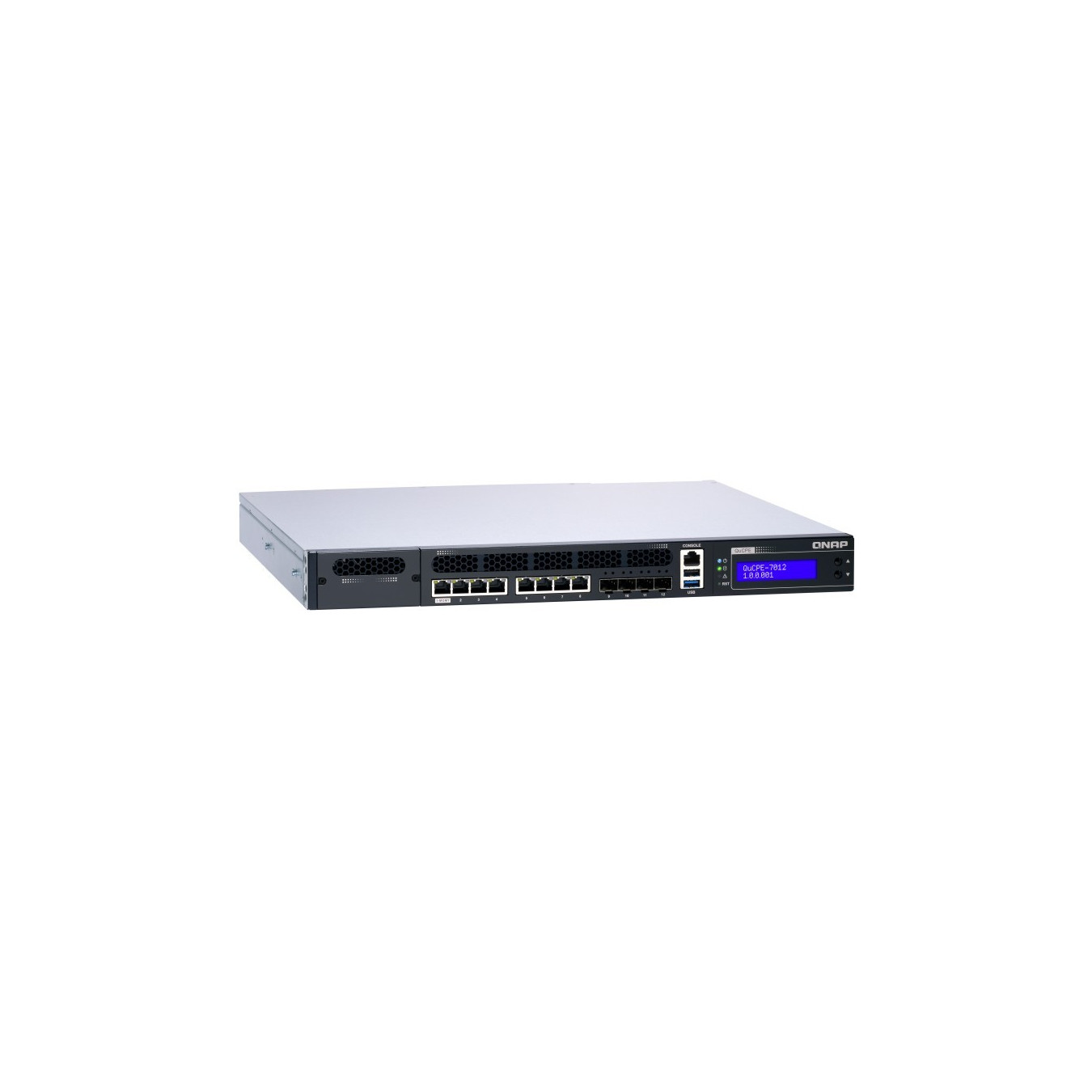 QNAP QuCPE-7012 - Intel Xeon D 12-core 2.0–3.0GHz, 32GB DDR4, 8x2.5GbE RJ45 + 4x10GbE SFP+, 1U Rack