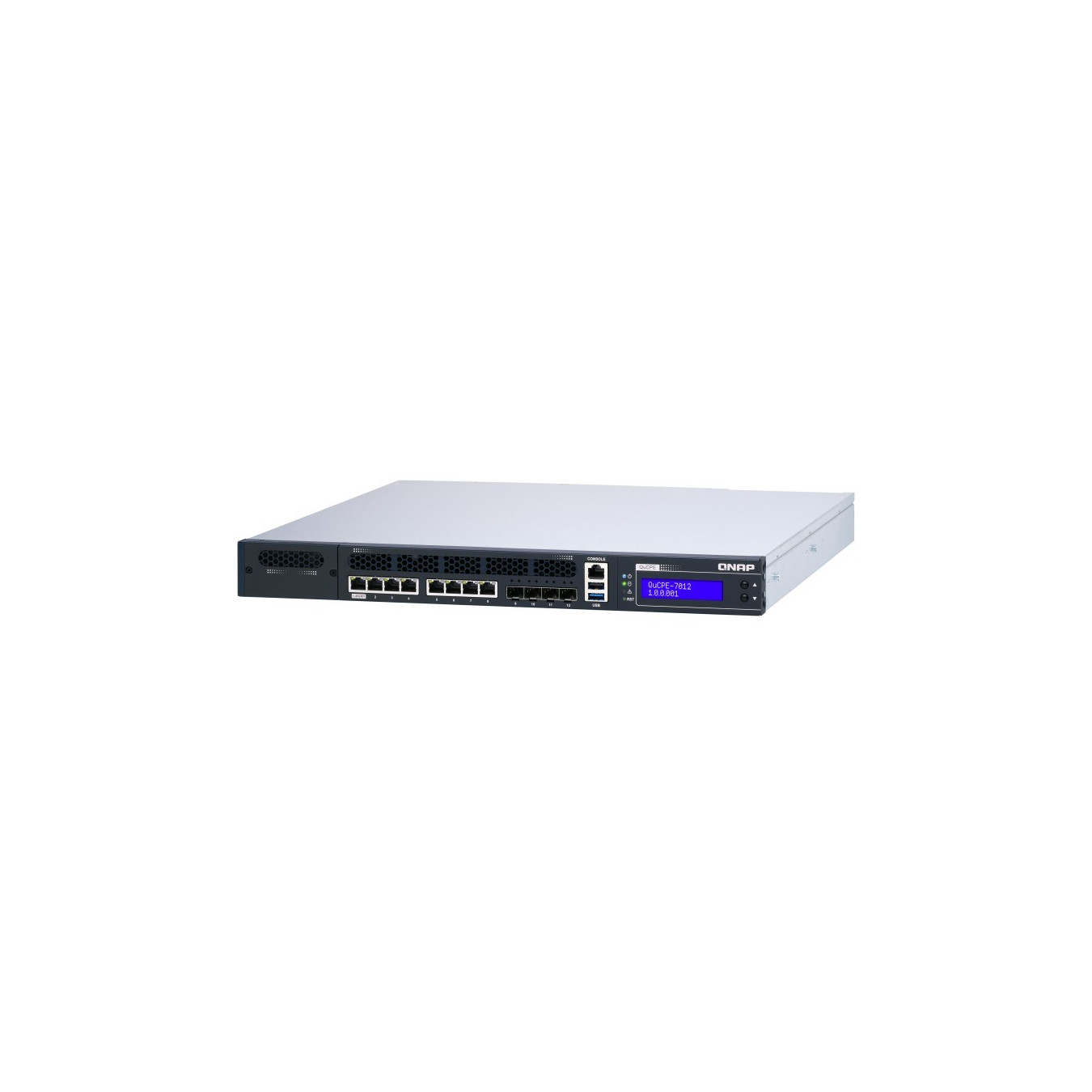 QNAP QuCPE-7012 - Intel Xeon D 12-core 2.0–3.0GHz, 32GB DDR4, 8x2.5GbE RJ45 + 4x10GbE SFP+, 1U Rack