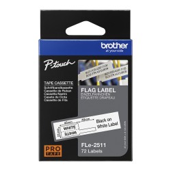 BROTHER FLe-2511 FLe-Einzelfhnchen-Etiketten weiss schwarz 72 St Kassette fr Brother P-touch D800W. P900W. P950NW