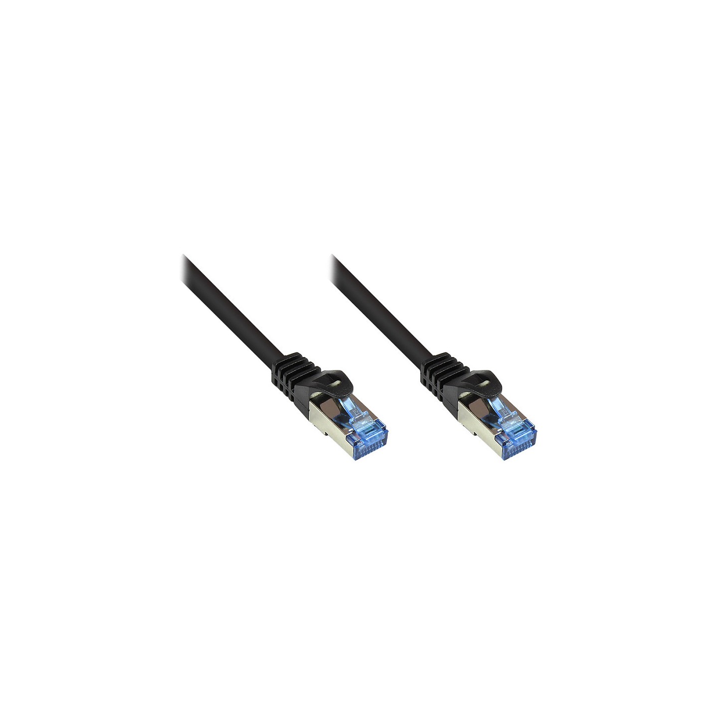 GoodConnections Patchkabel mit Rastnasenschutz. Cat. 6A. S FTP. PiMF. halogenfrei. 500MHz. schwarz. 2m.