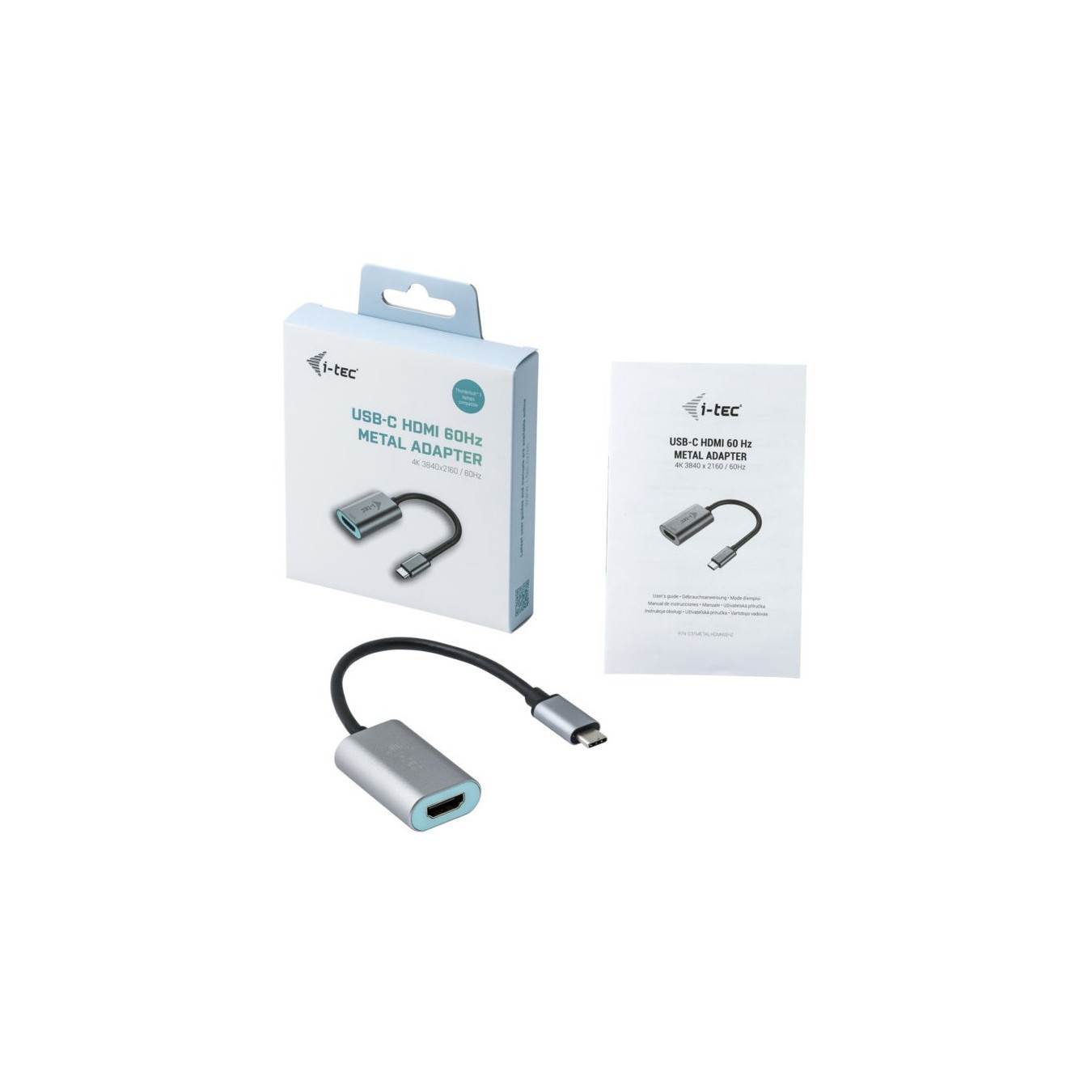 i-tec Metal USB-C to HDMI Adapter - Grey/Turquoise - 4K@60Hz, USB-C (Male) to HDMI (Female), 15 cm