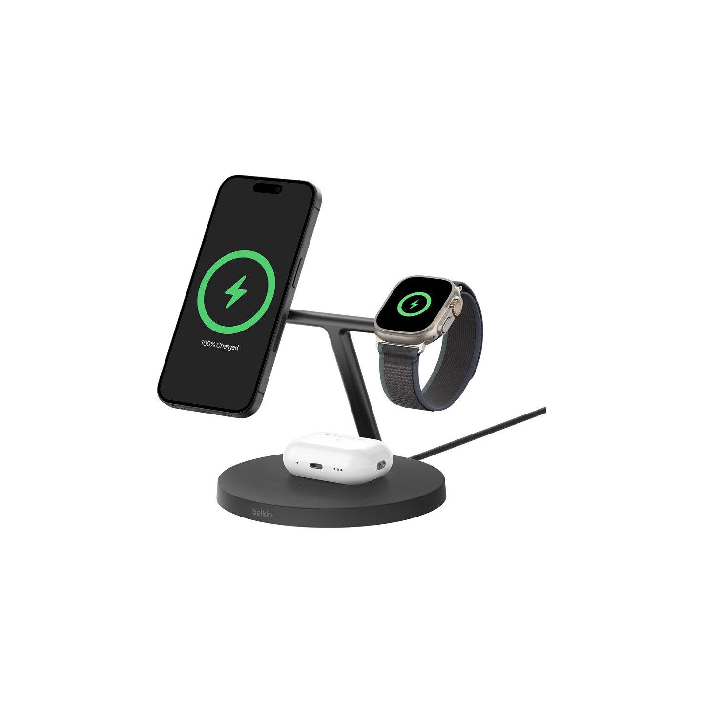 Belkin BoostCharge Pro 3-in-1 Qi2 Wireless Charging Station. black — Buy in Cyprus with Fast Delivery