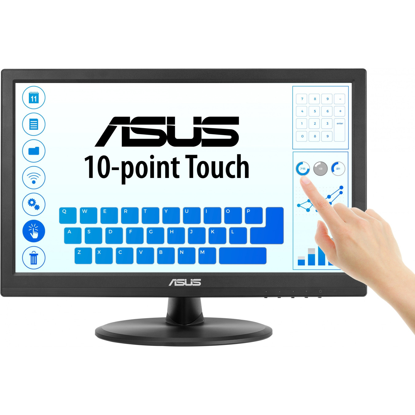 ASUS VT169HE Touch Monitor - 15.6" FHD (1920x1080) IPS, 10-Point Multi-Touch, HDMI & VGA, Tabletop Stand, Black