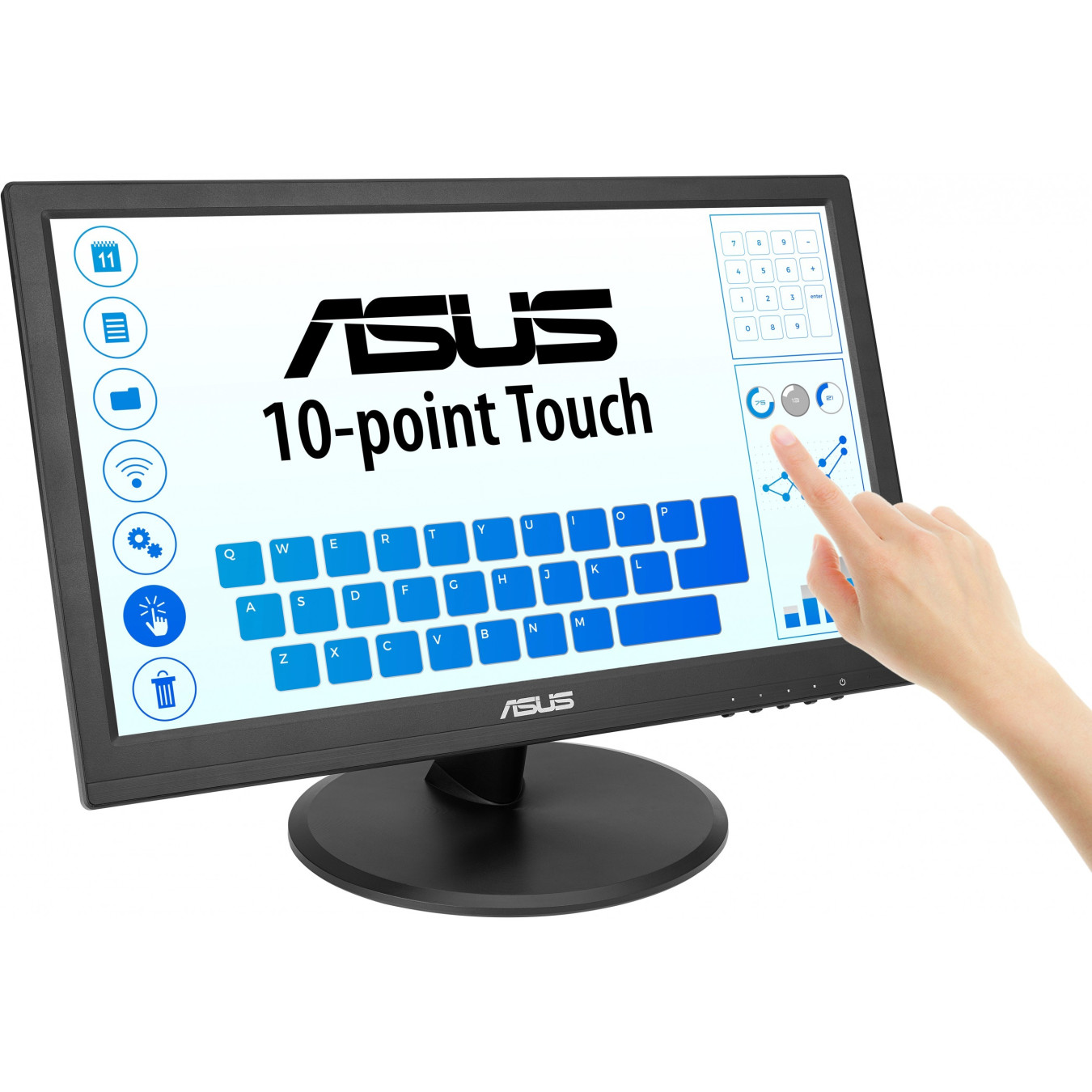ASUS VT169HE Touch Monitor - 15.6" FHD (1920x1080) IPS, 10-Point Multi-Touch, HDMI & VGA, Tabletop Stand, Black