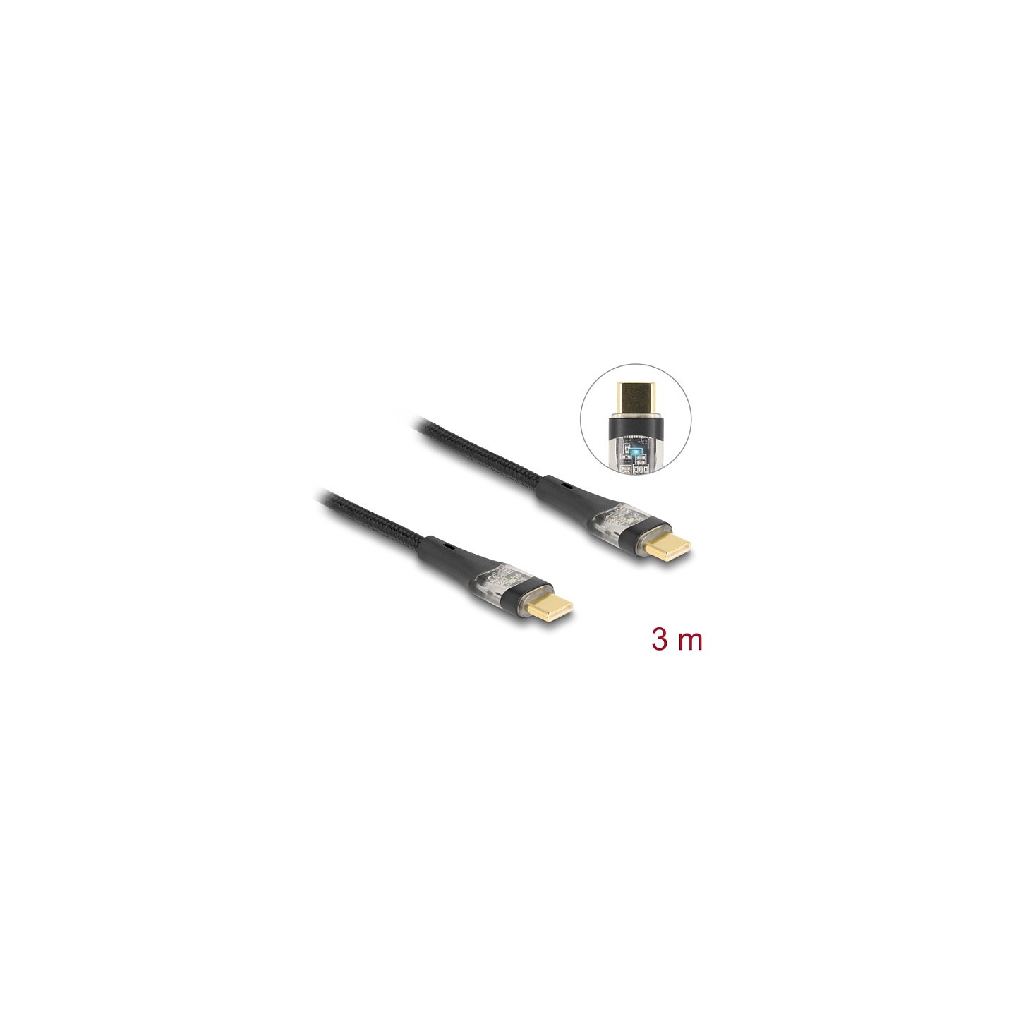 DELOCK USB 2.0 Typ-C St. zu St. transparent PD 3.0 100 W 3 m — Buy in Cyprus with Fast Delivery