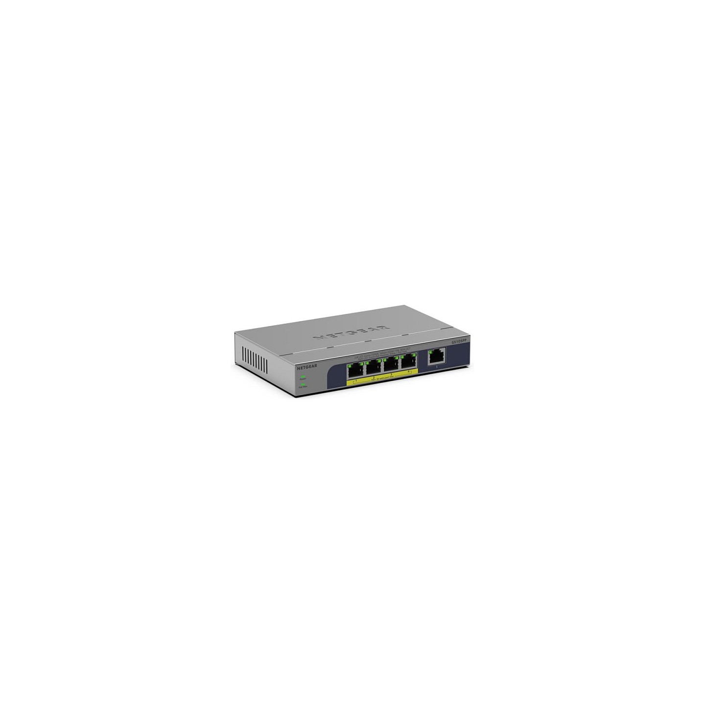NETGEAR GS105PP - Switch - unmanaged - 1 x 10 100 1000 + 4 x 10 100 1000 (PoE+) - Desktop. wandmontierbar - PoE+ (83 W)