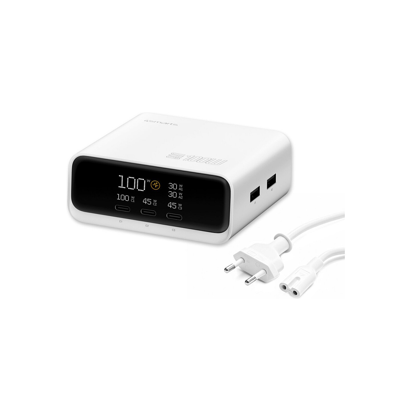4smarts Desk Charger GaN Screen 100W 3C+2A. wei — Buy in Cyprus with Fast Delivery