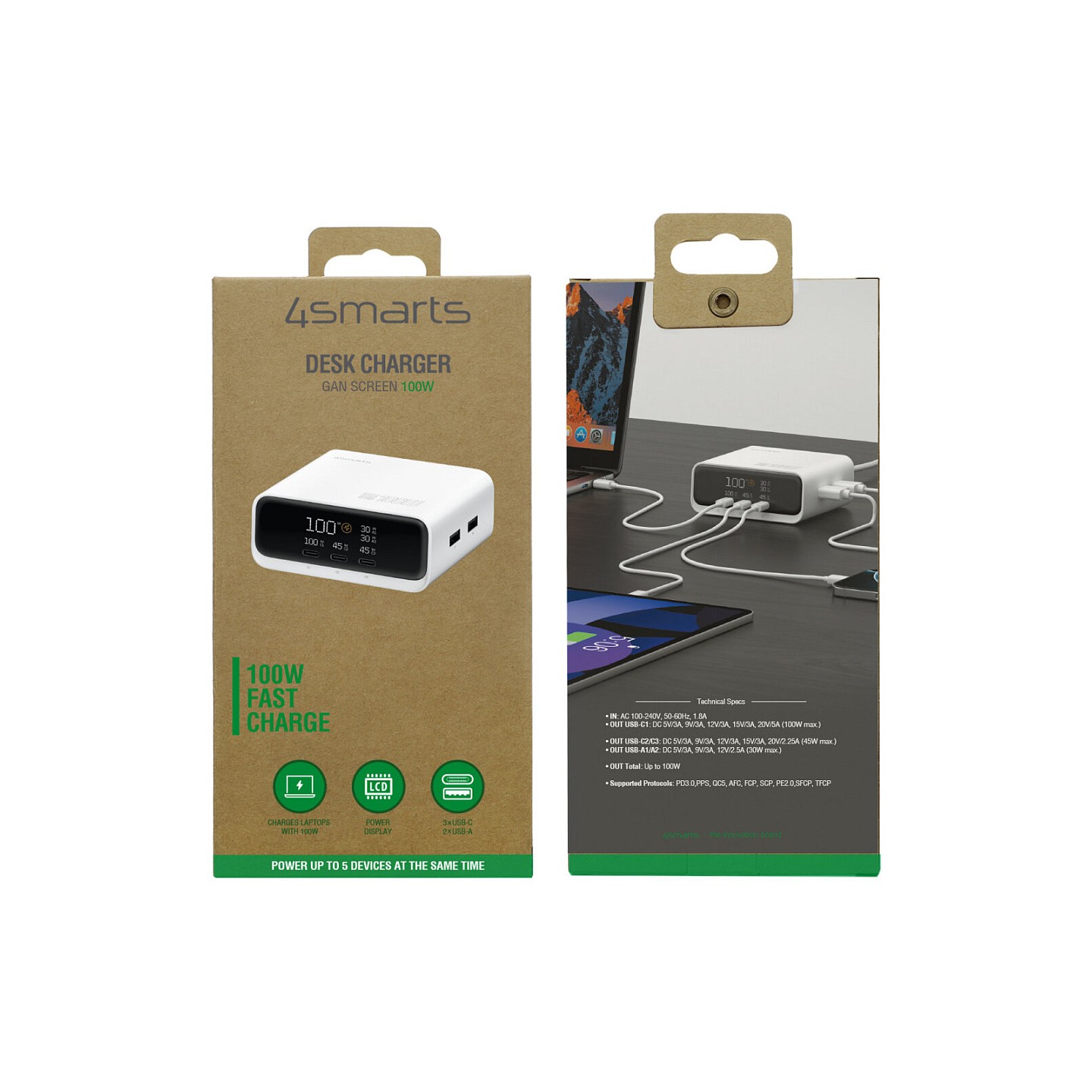 4smarts Desk Charger GaN Screen 100W 3C+2A. wei — Buy in Cyprus with Fast Delivery