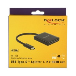 Adapter USB-C to Splitter 2x HDMI (BU) DisplayPort (BU) DeLOCK Black — Buy in Cyprus with Fast Delivery