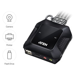 ATEN CS22H 2-Port USB 4K HDMI KVM Switch — Buy in Cyprus with Fast Delivery