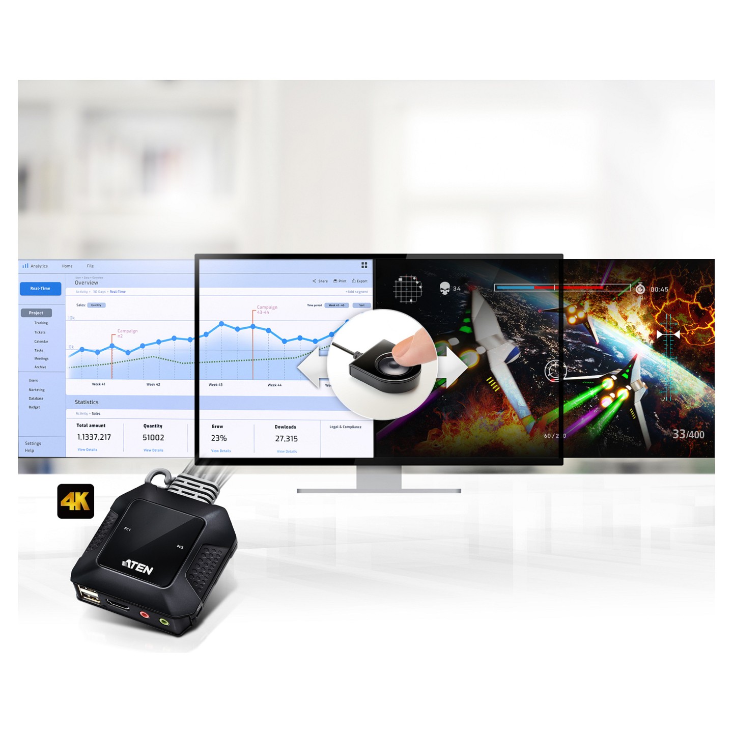 ATEN CS22H 2-Port USB 4K HDMI KVM Switch — Buy in Cyprus with Fast Delivery