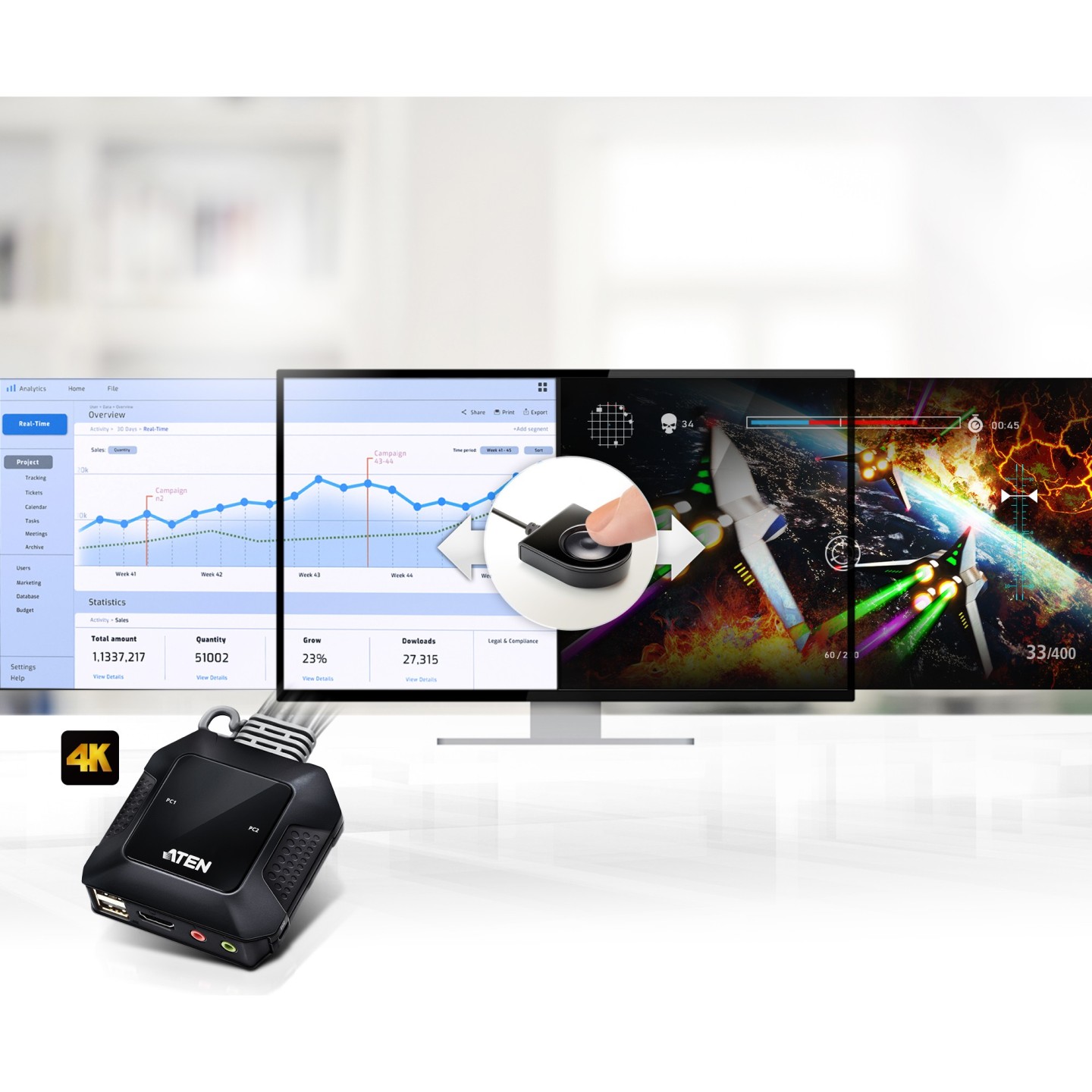 ATEN CS22H 2-Port USB 4K HDMI KVM Switch — Buy in Cyprus with Fast Delivery