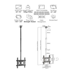 Equip Deckenhalterung 32'-70' 1TFT 50kg 1Gelenk neig. sw lite Retail — Buy in Cyprus with Fast Delivery
