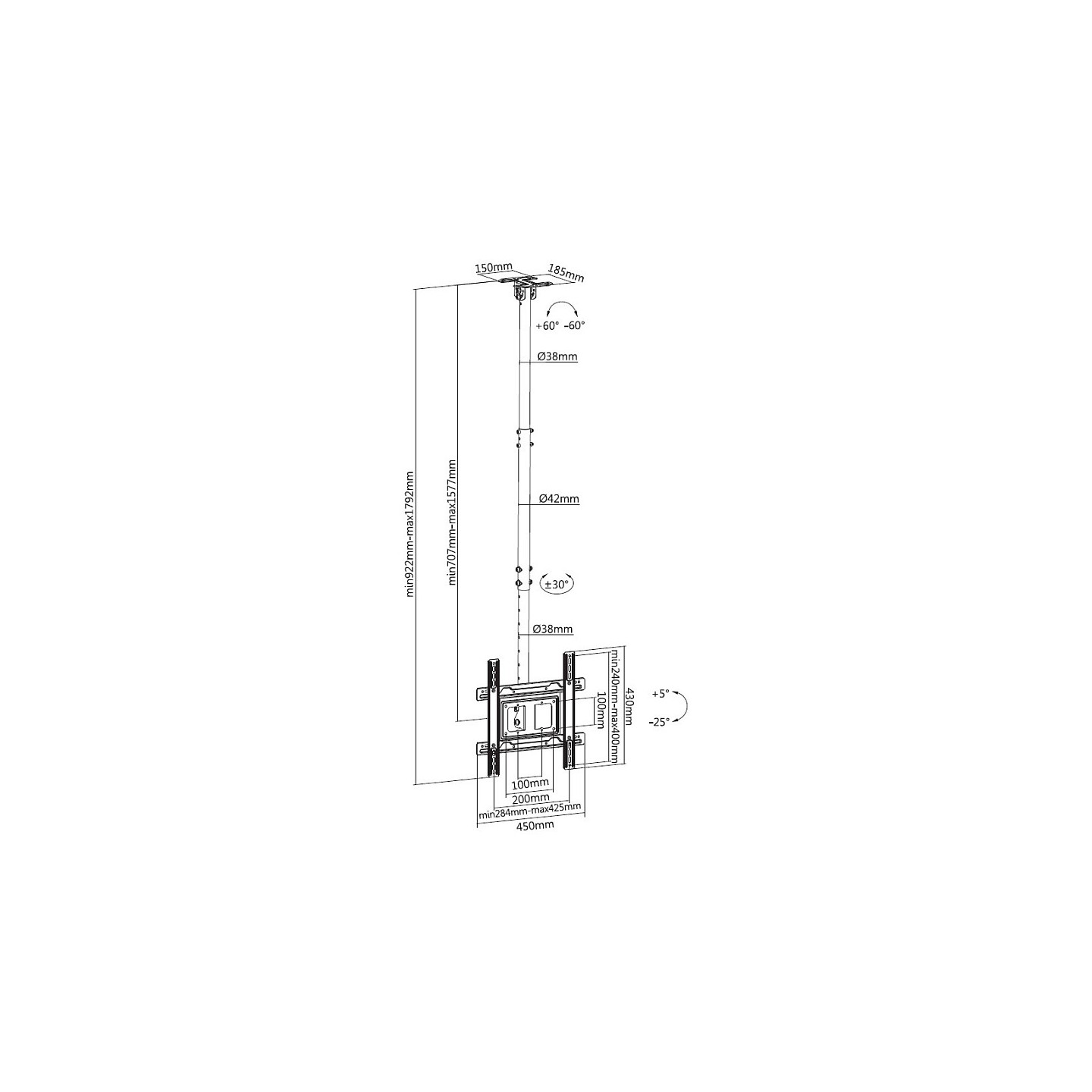 Equip Deckenhalterung 32'-70' 1TFT 50kg 1Gelenk neig. sw lite Retail — Buy in Cyprus with Fast Delivery