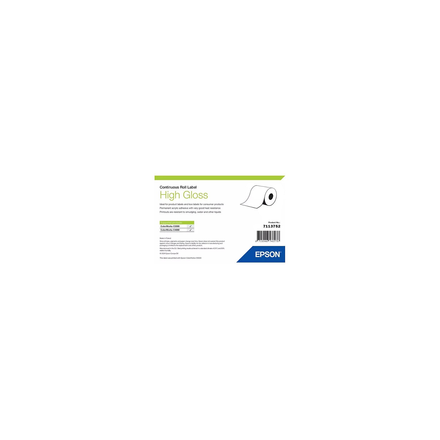 EPSON High Gloss Label 51mmx33m Continuous Roll — Buy in Cyprus with Fast Delivery