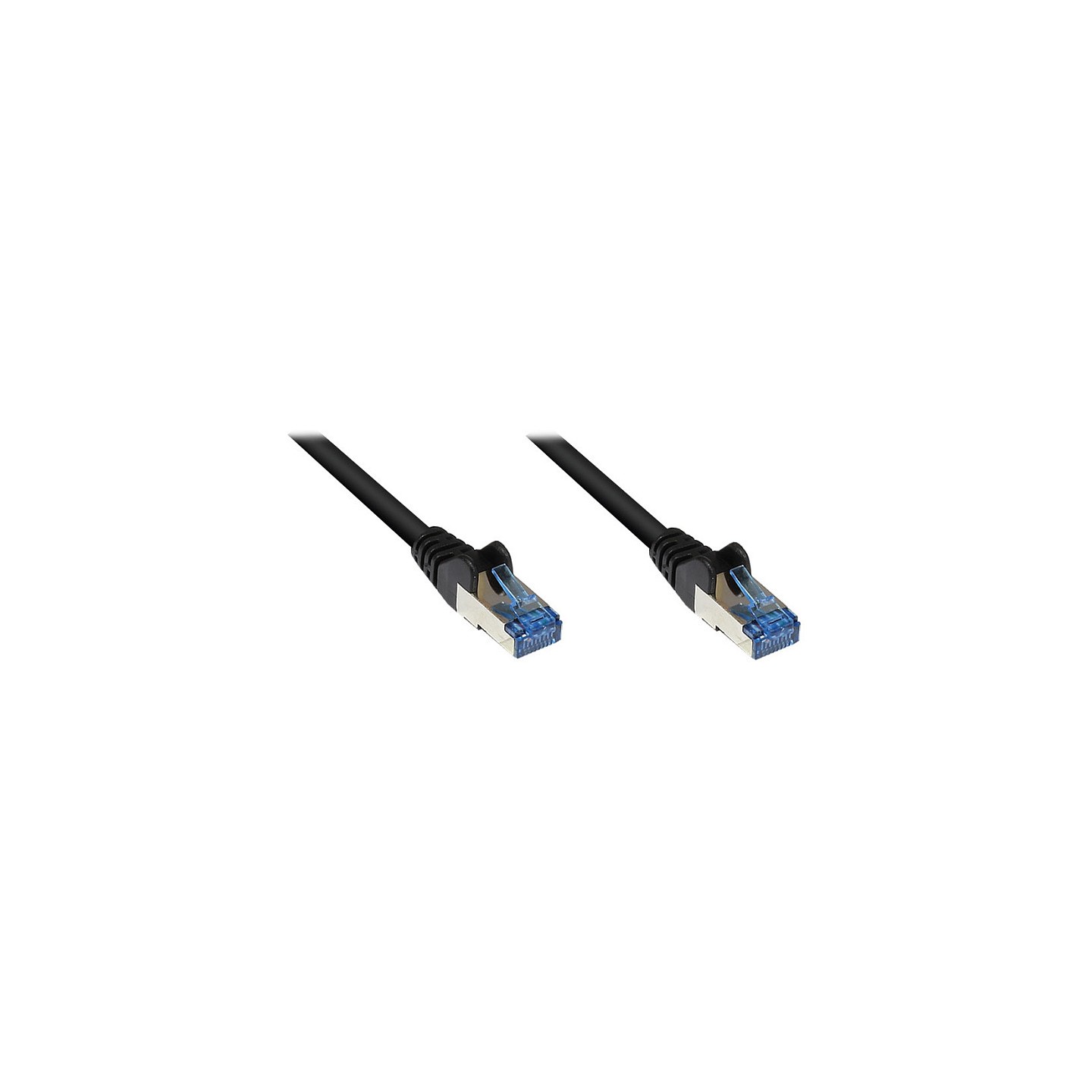 GoodConnections Patchkabel mit Rastnasenschutz. Cat. 6A. S FTP. PiMF. halogenfrei. 500MHz. schwarz. 0.25m.
