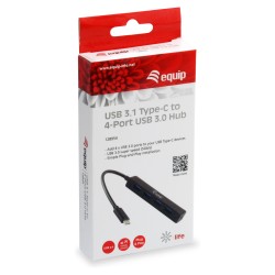 Equip USB-Hub 4-Port 3.2 C- to 4x3.0 5Gbps o.Netzteil sw — Buy in Cyprus with Fast Delivery
